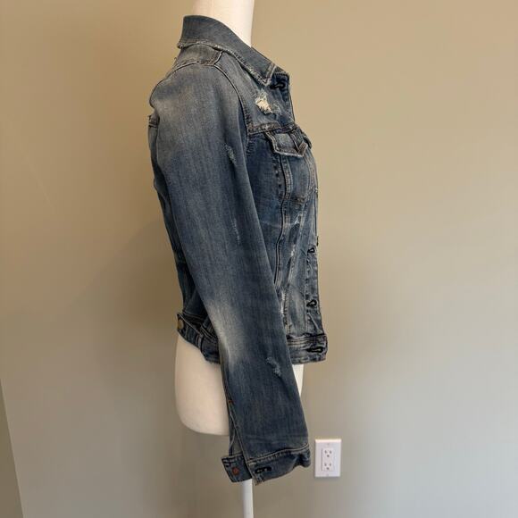 American Eagle Denim Jacket Size Medium Distressed Jean Jacket - Picture 3 of 13